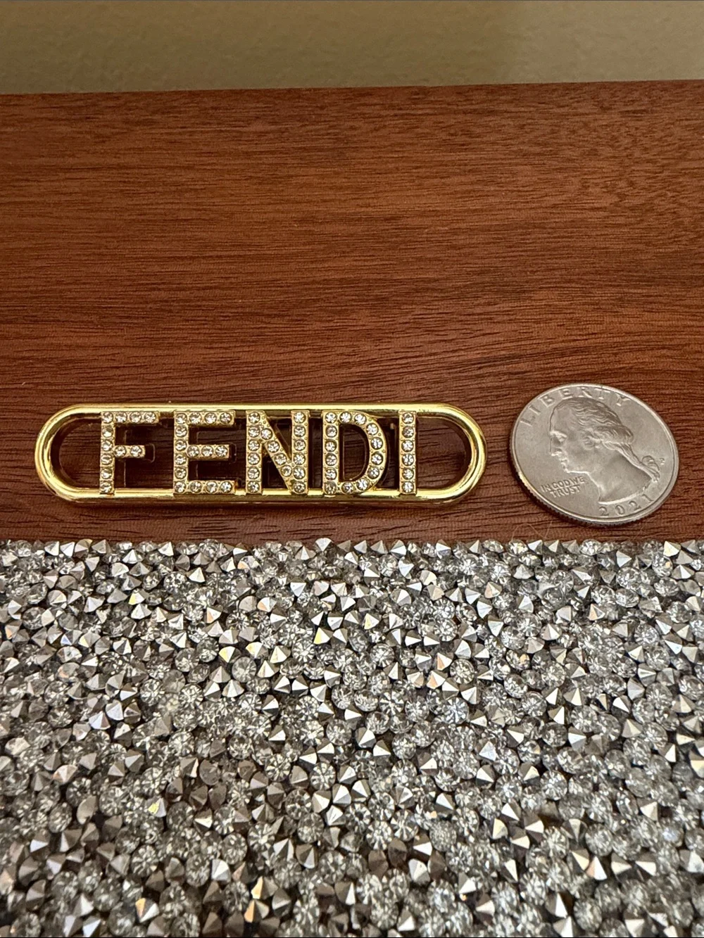 Gold Luxury Brooch Pin FENDI jewelry Crystal Designer logo silver ring necklace
